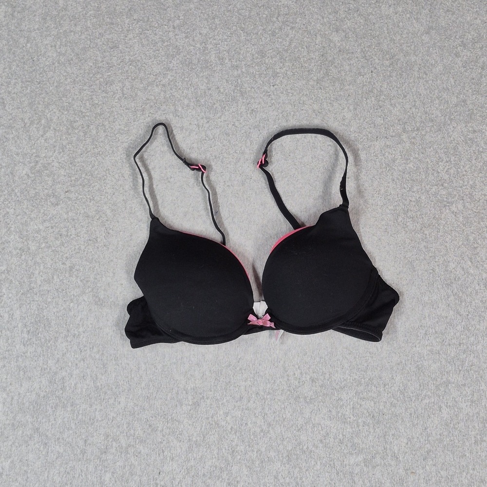 Xhilaration Women Bra 34B Black Push Up Underwired Bow Strap